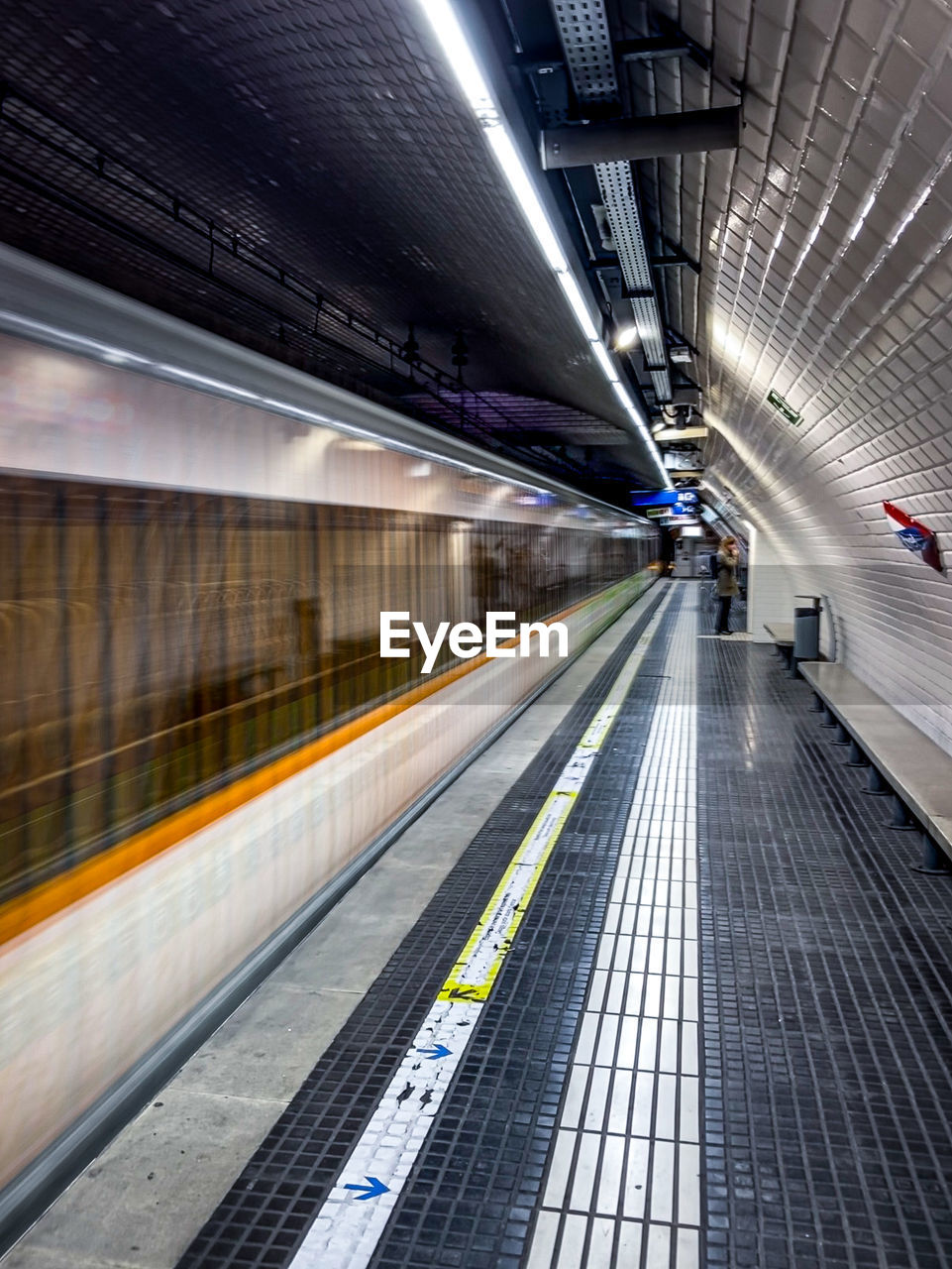 Metro train in motion barcelona, spain 