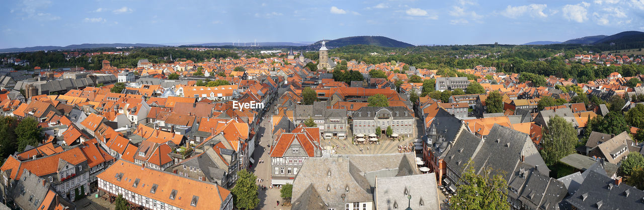 High angle view of townscape