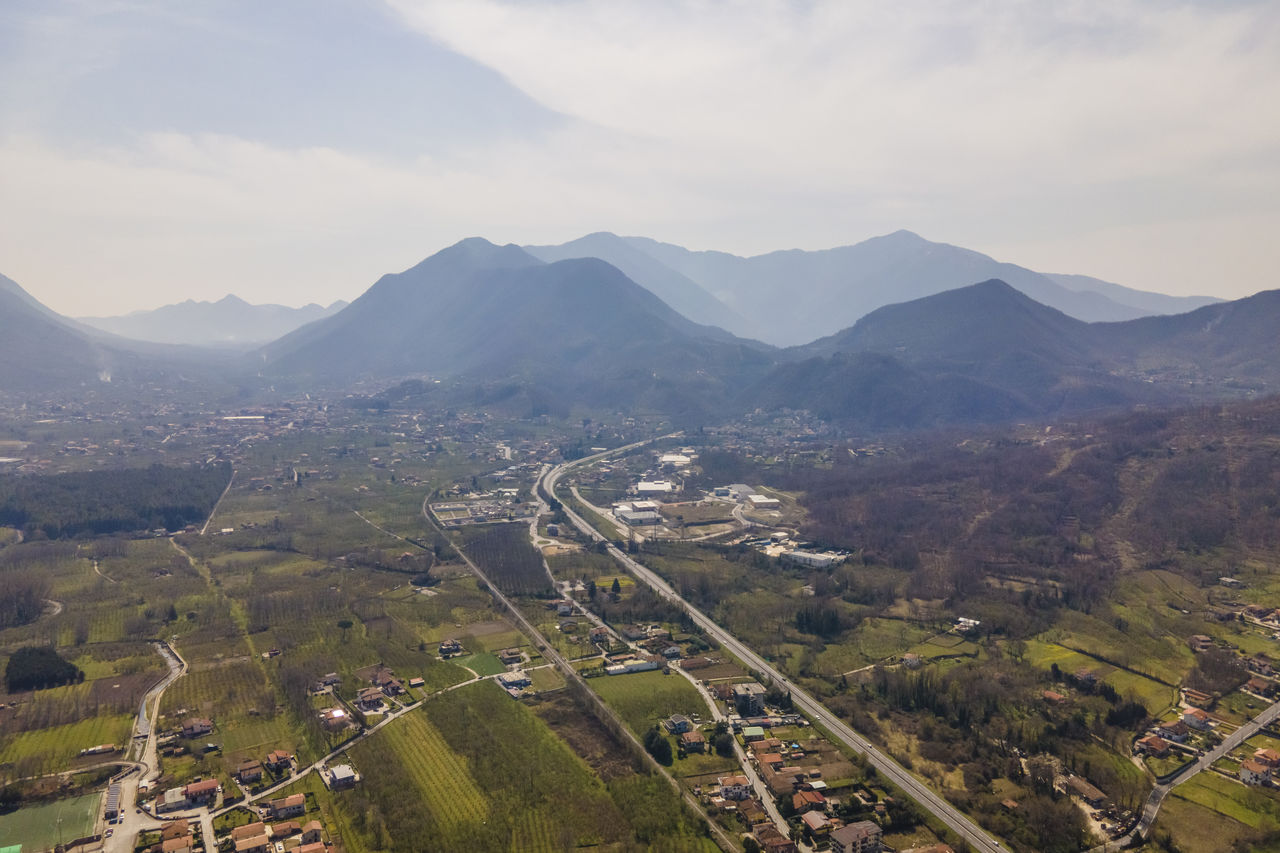 high angle view of landscape against sky