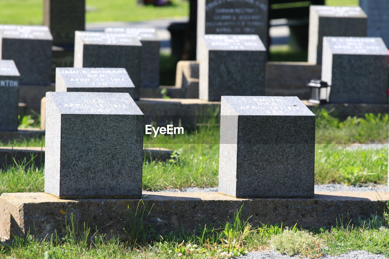 View of cross in cemetery