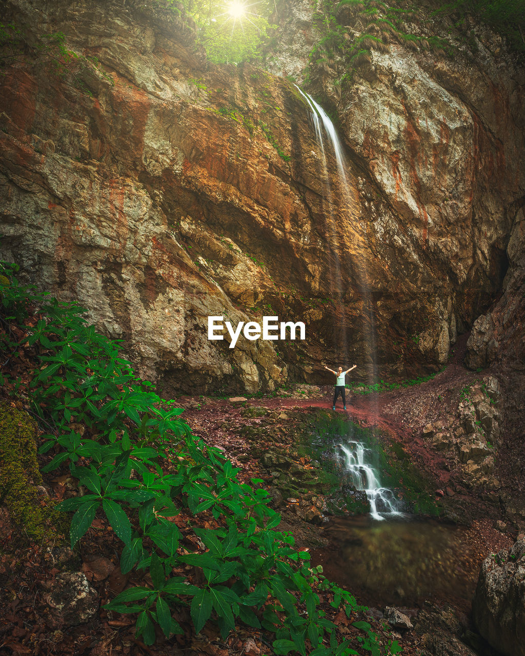 Waterfall in the wilderness of carpathian mountains.