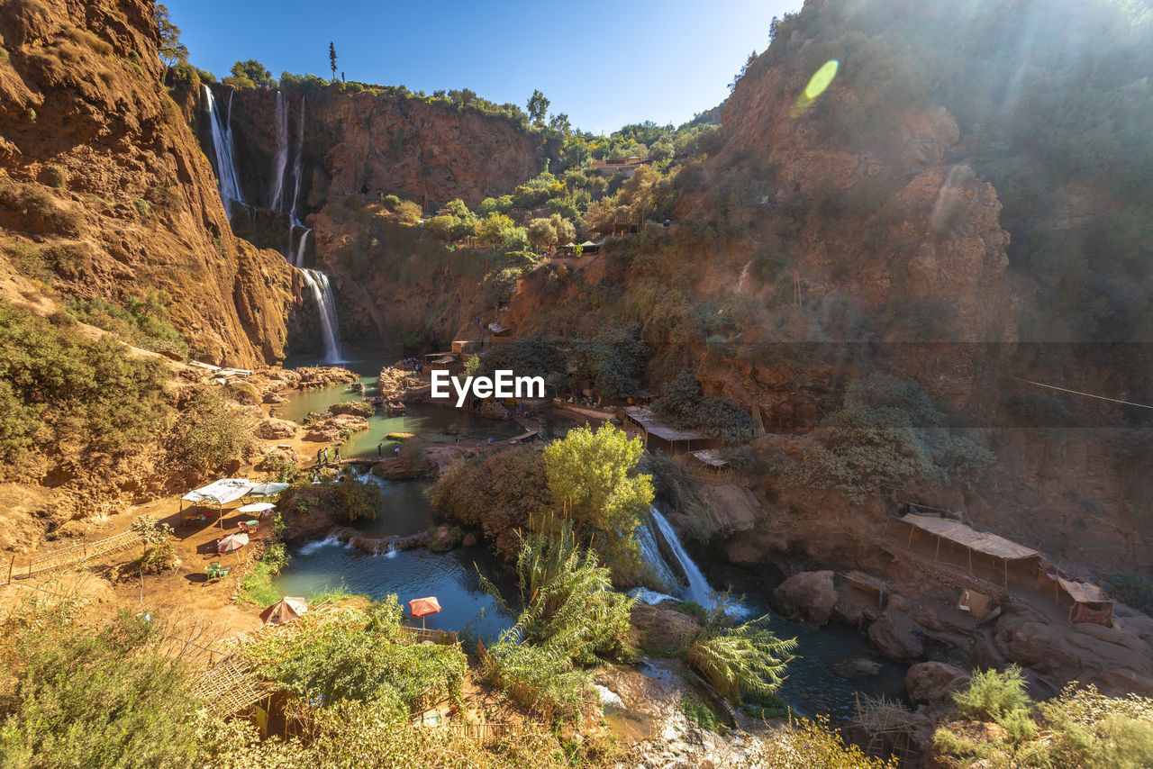 Ouzoud waterfalls in a sunny day near marrakech