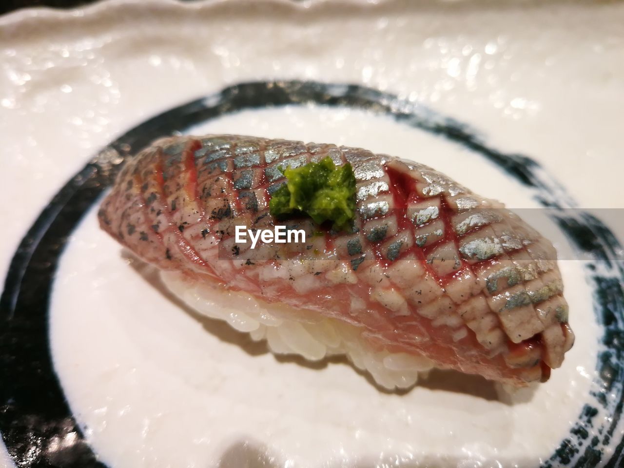 CLOSE-UP OF SUSHI SERVED ON PLATE