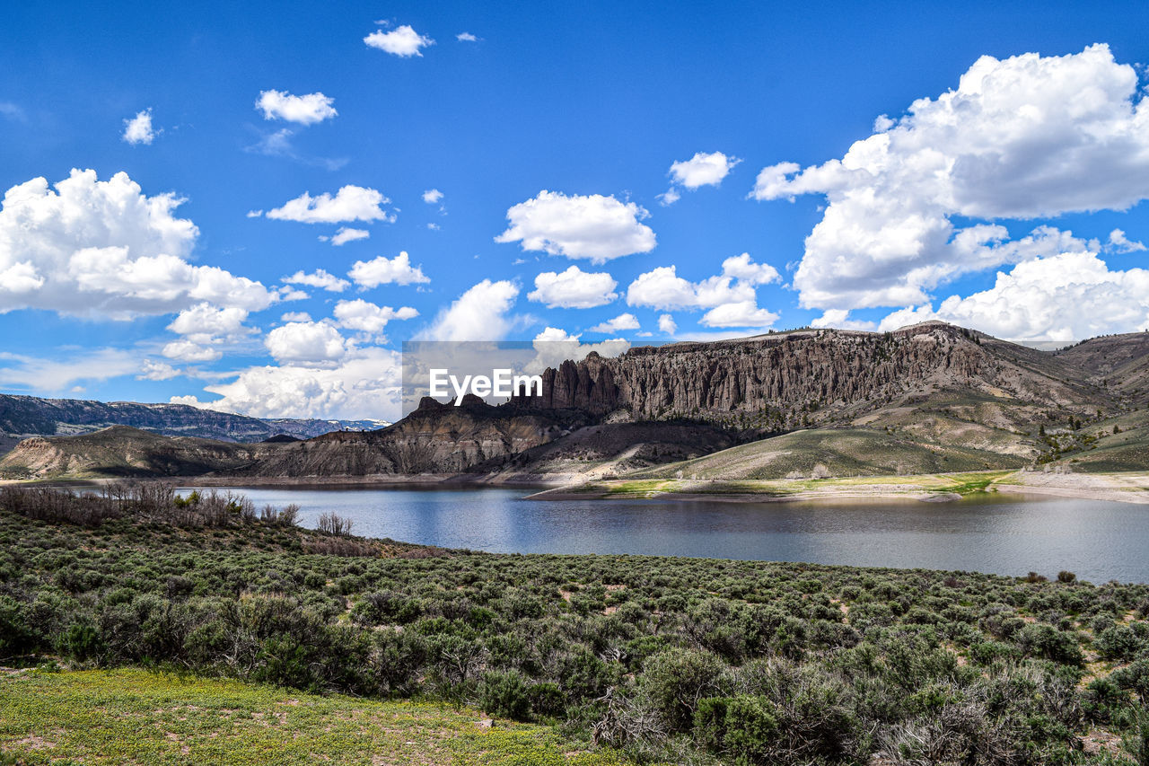 Scenic view of lake against sky