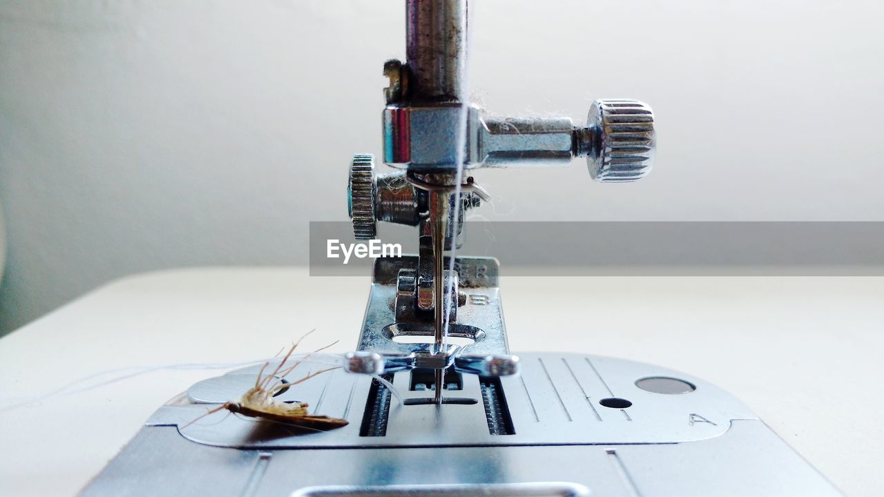 Close-up of sewing machine