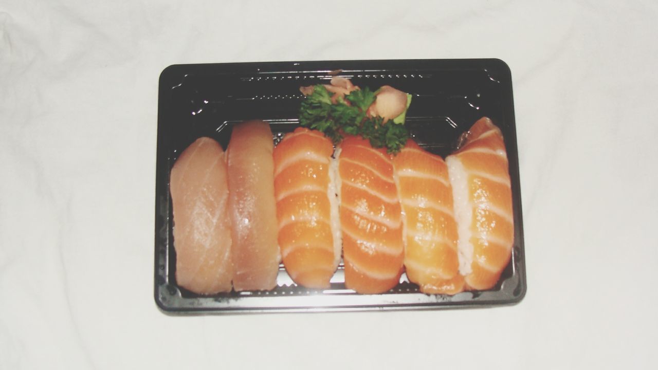 Elevated view of sashimi