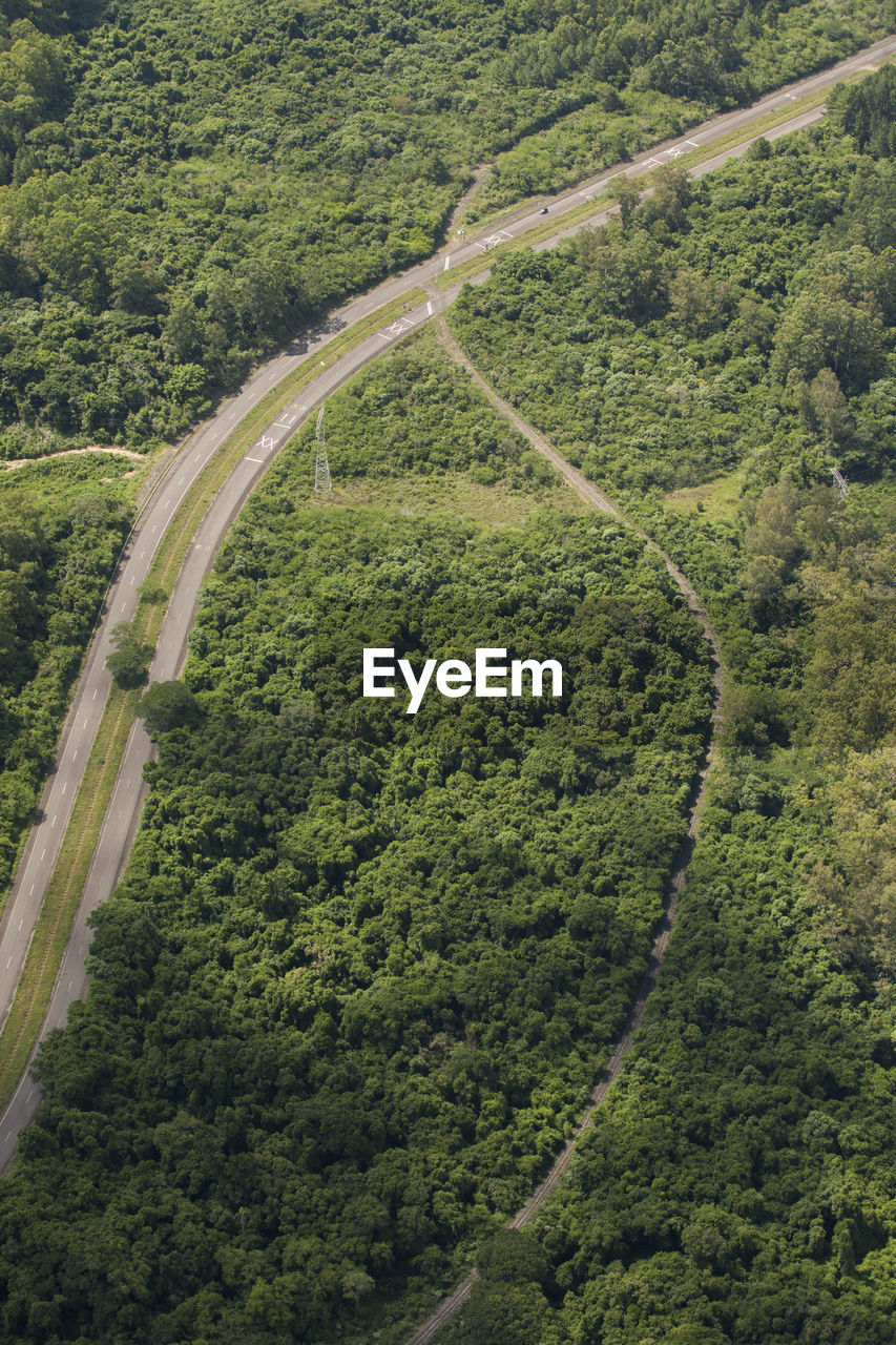 Aerial view of road and highway