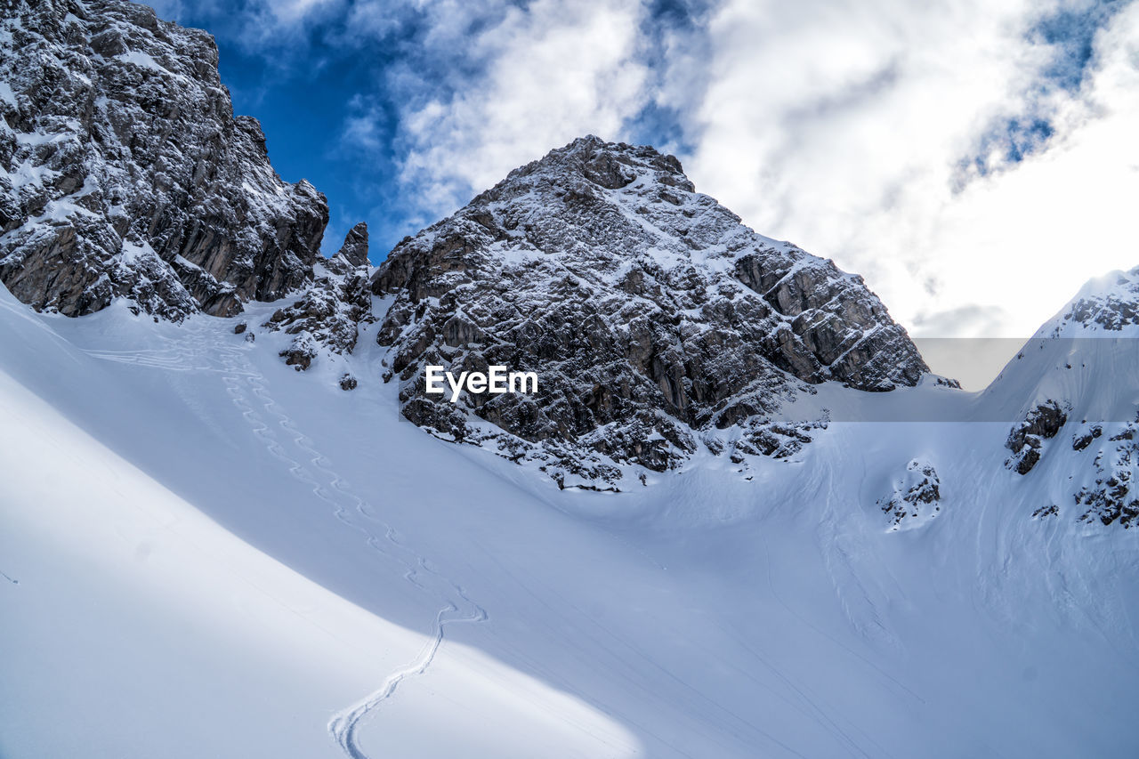 Snow covered mountain against sky