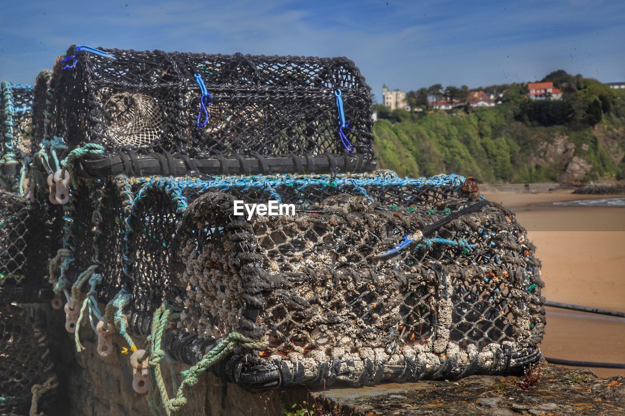 Fishing baskets on the quayside