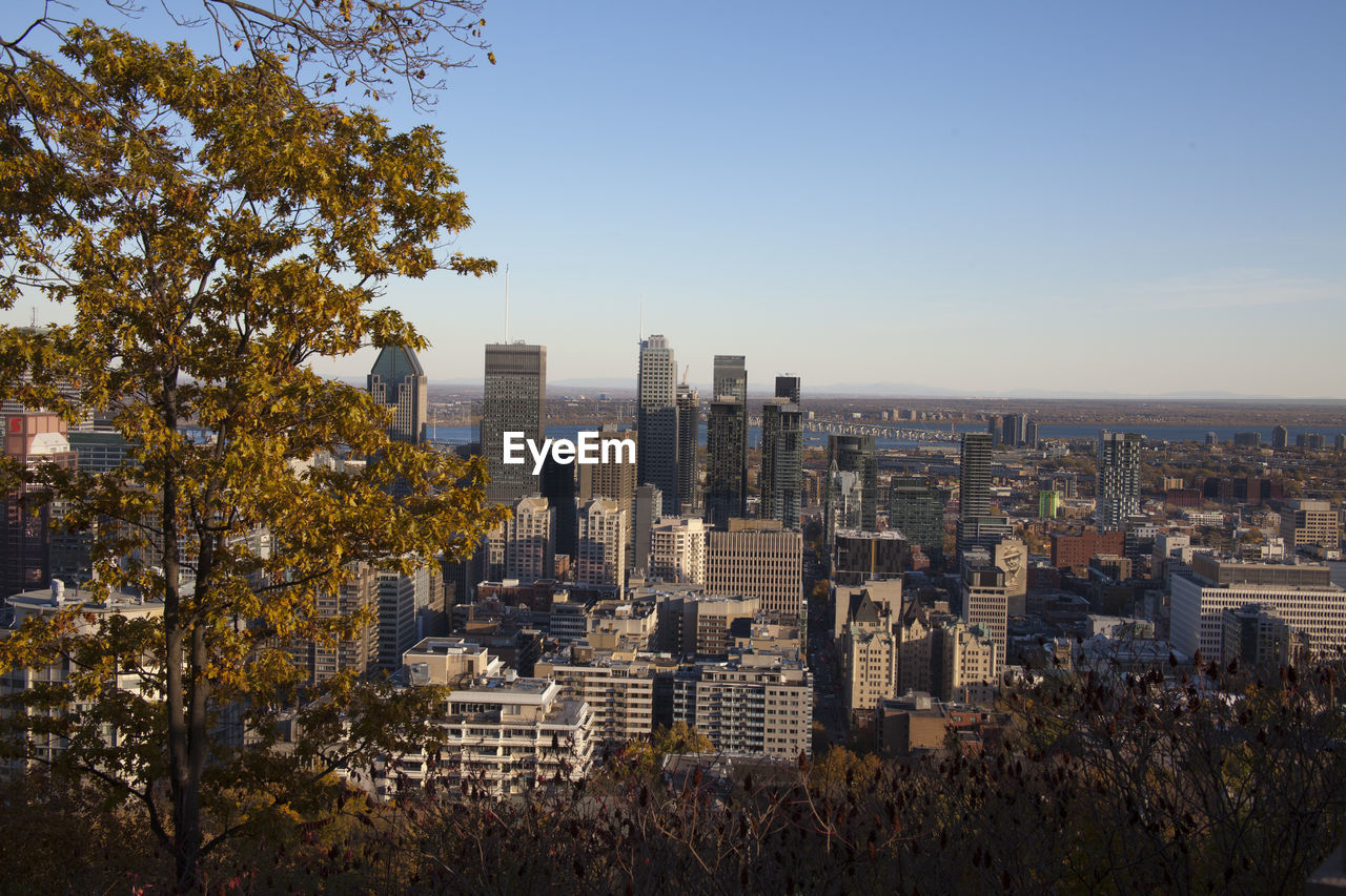 View of downtown montreal from mount royal chalet