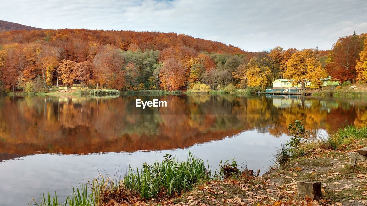 Scenic view of lake against sky