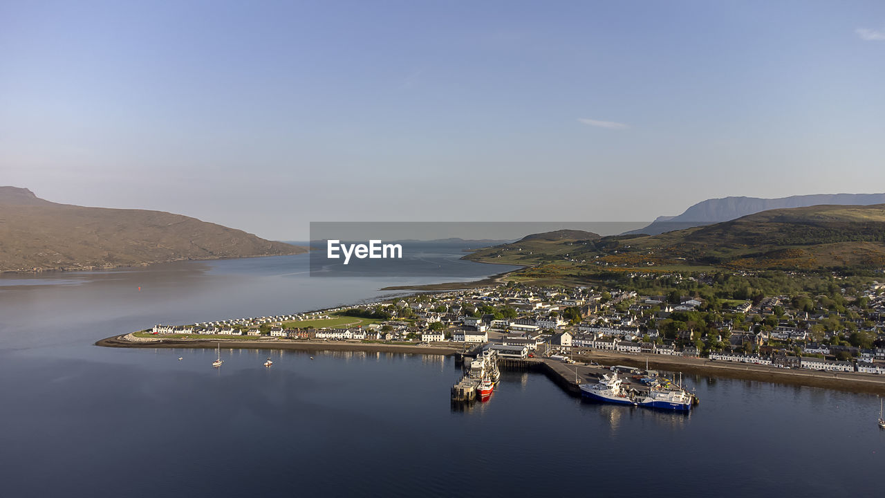 The seafront at ullapool in the western highlands of scotland, uk