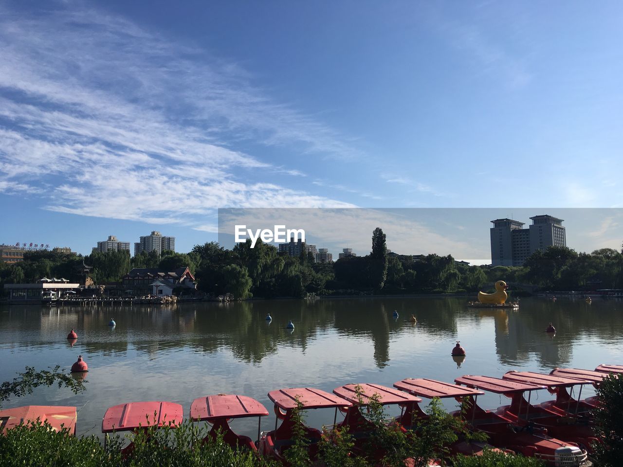 River by city against sky
