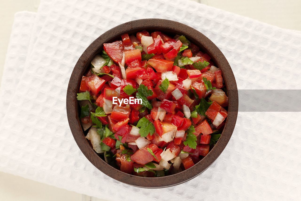 Close-up of salad in bowl on table