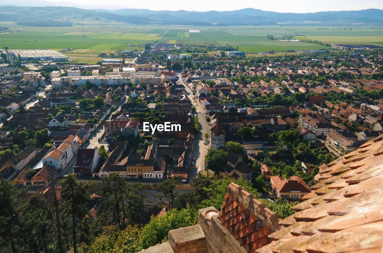 High angle view of landscape against sky