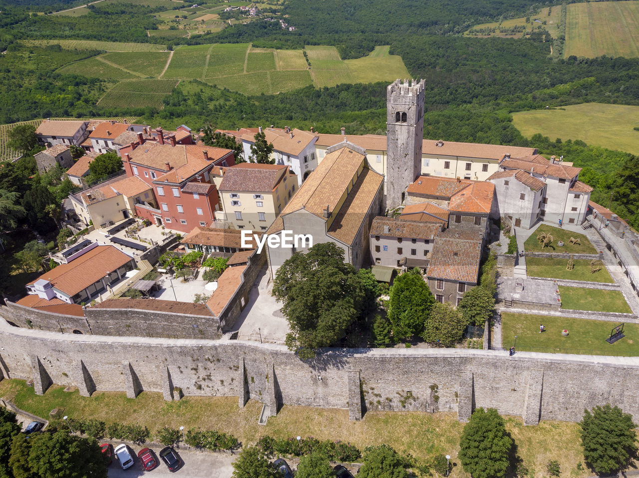 High angle view of buildings