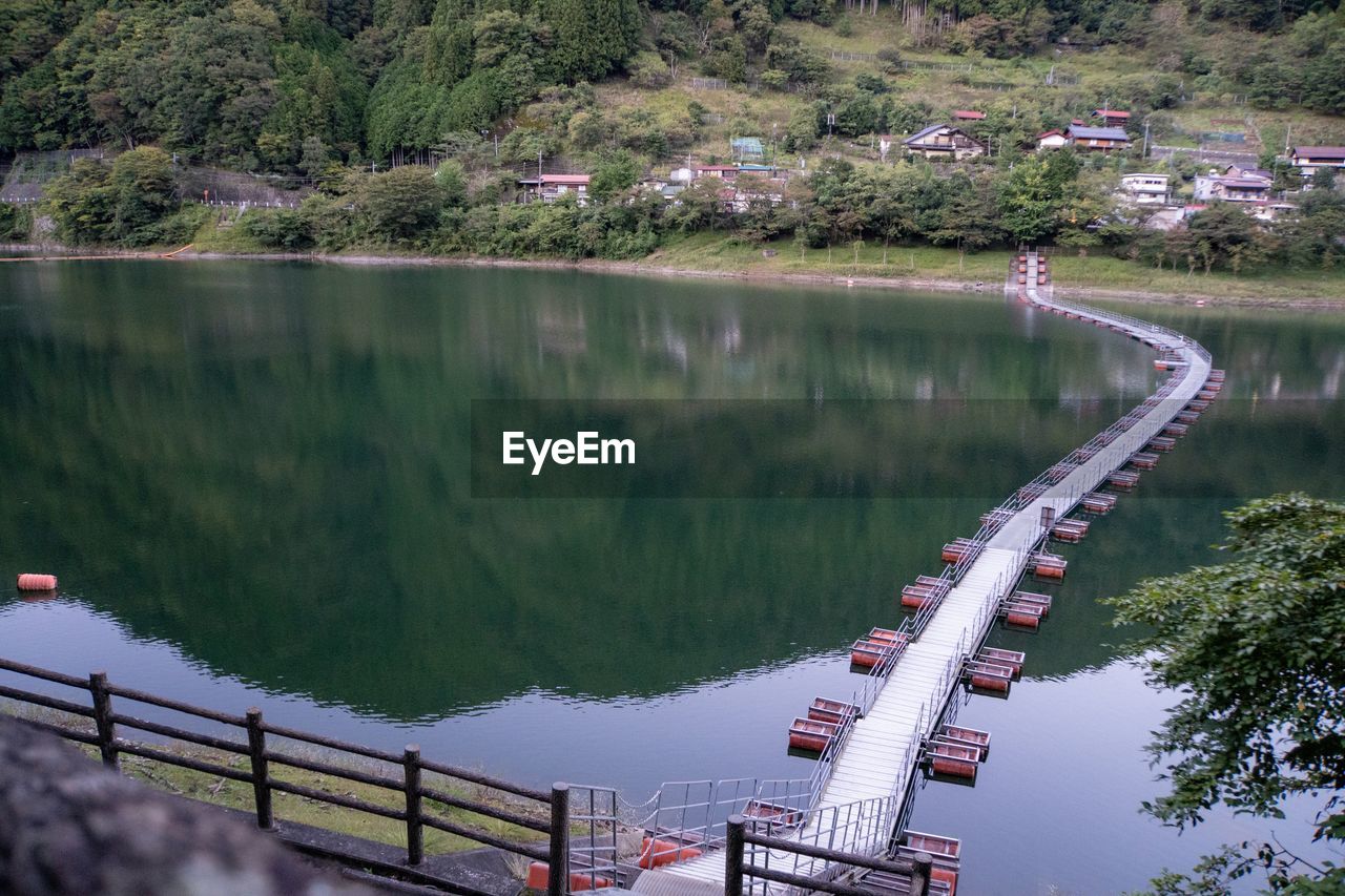 High angle view of bridge over lake