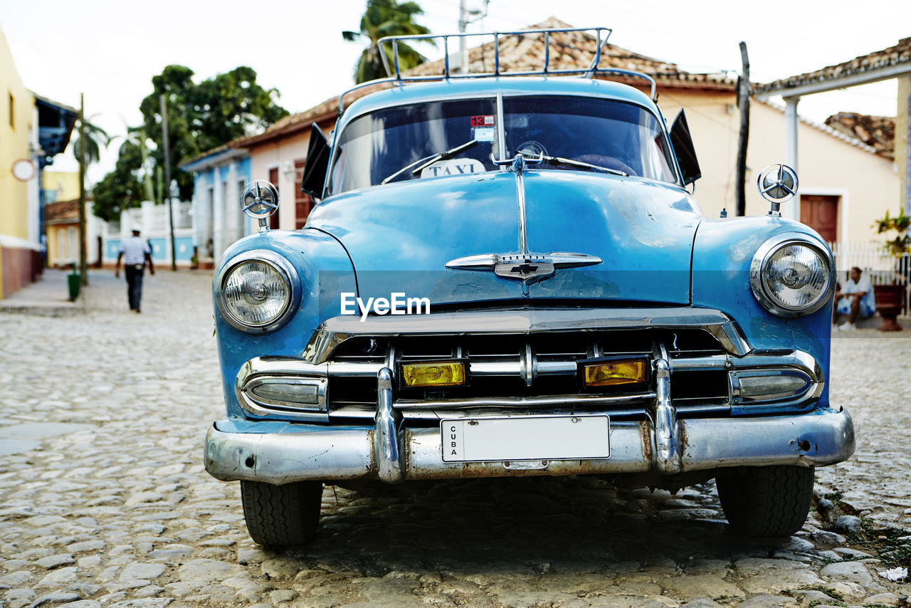 Vintage car parked on street