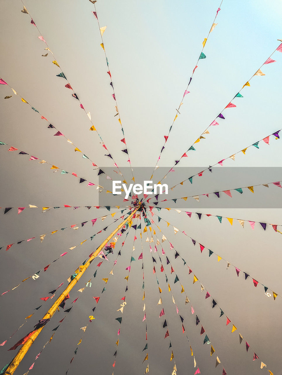 celebration, event, sky, multi colored, line, decoration, no people, toy, nature, tradition, large group of objects, low angle view, outdoors, streamer, hanging, flower, bunting