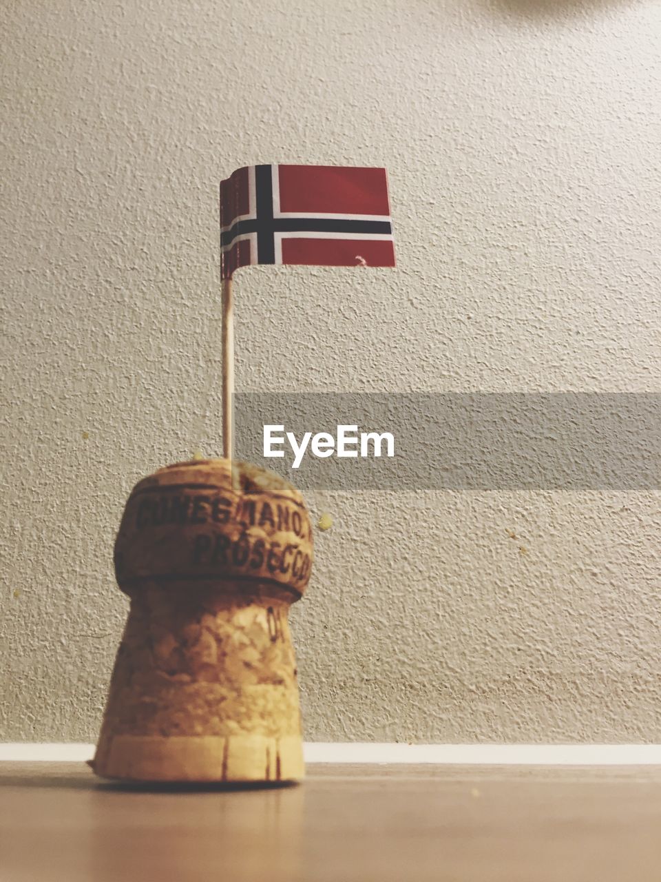 Norwegian flag on table at home