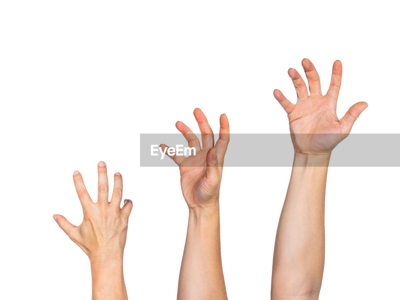 Close-up of cropped hands gesturing against white background