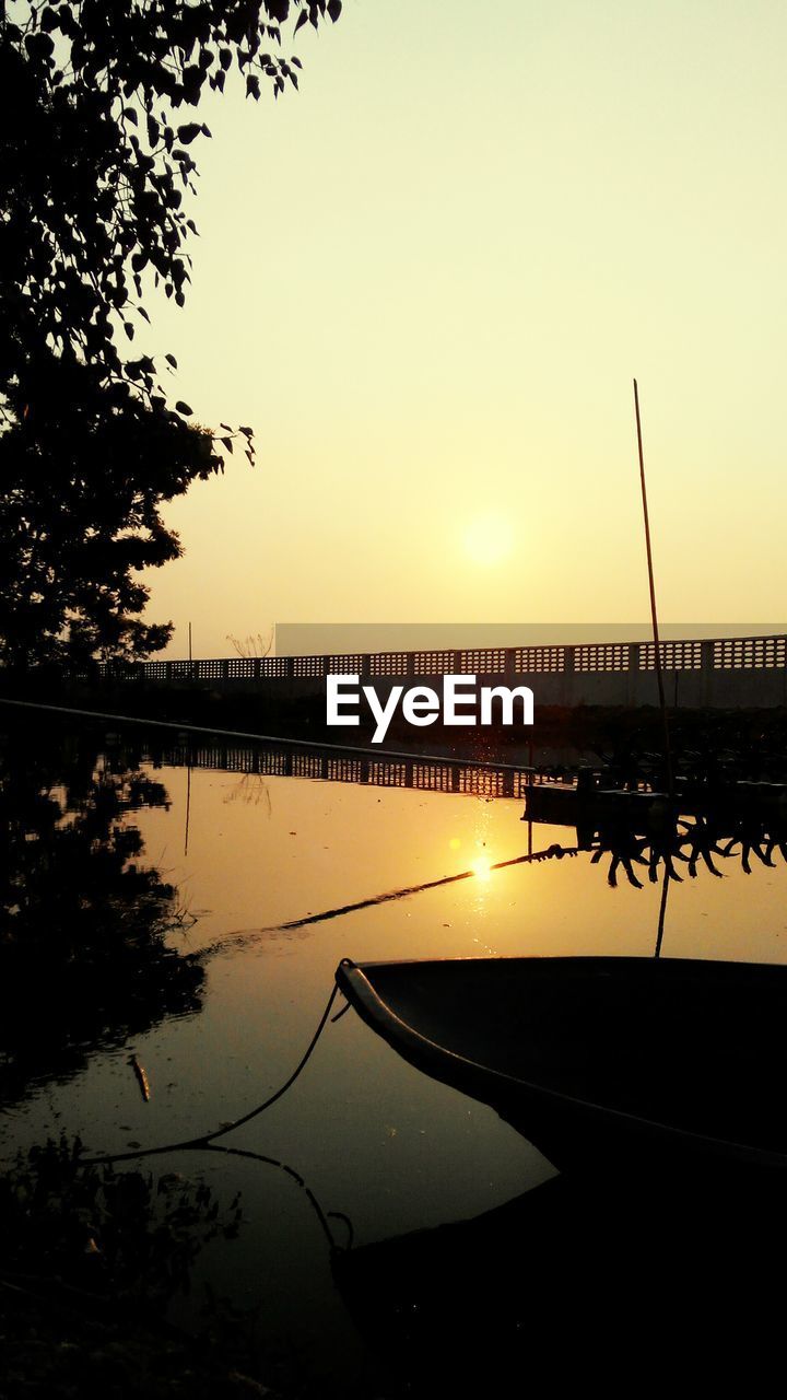 Boat moored on calm river