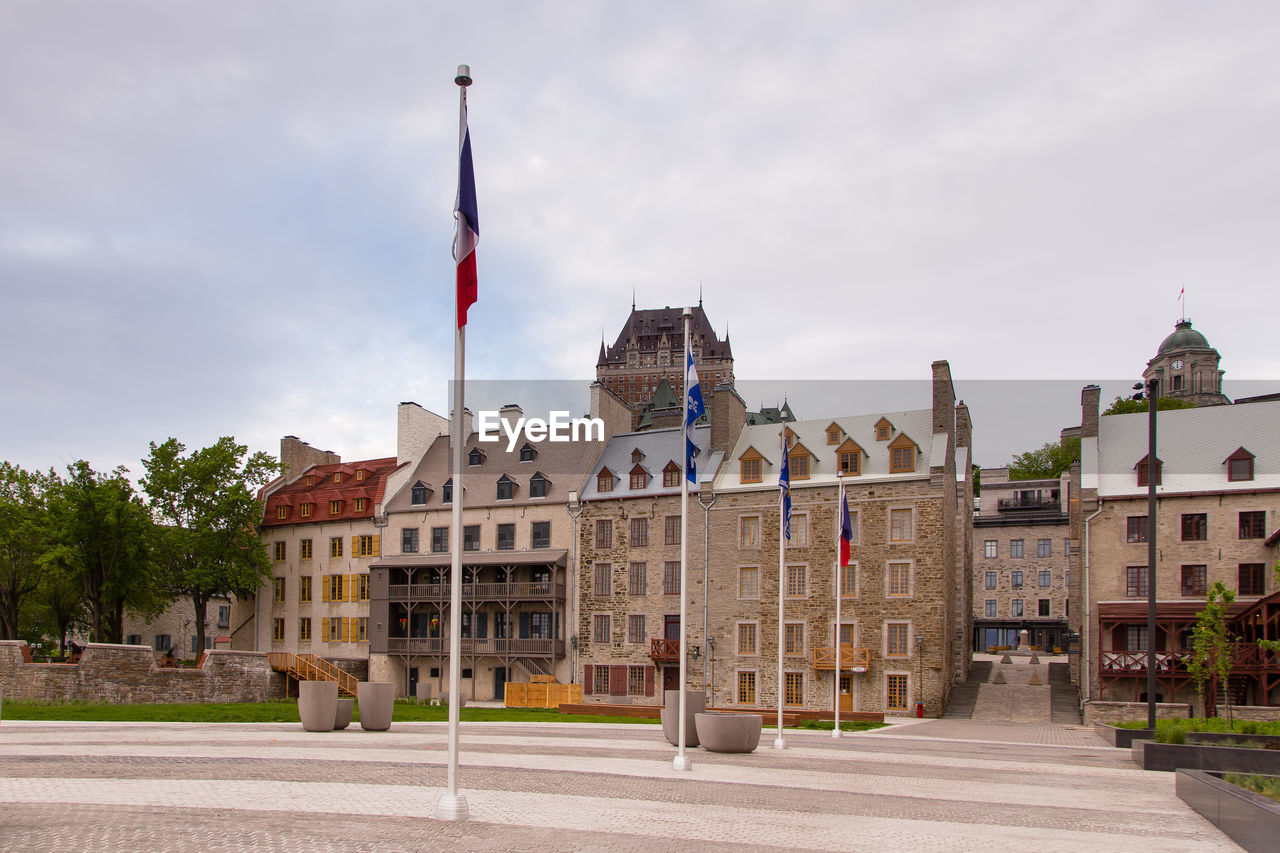 Place de paris in the old quebec petit-champlain area seen during a cloudy morning