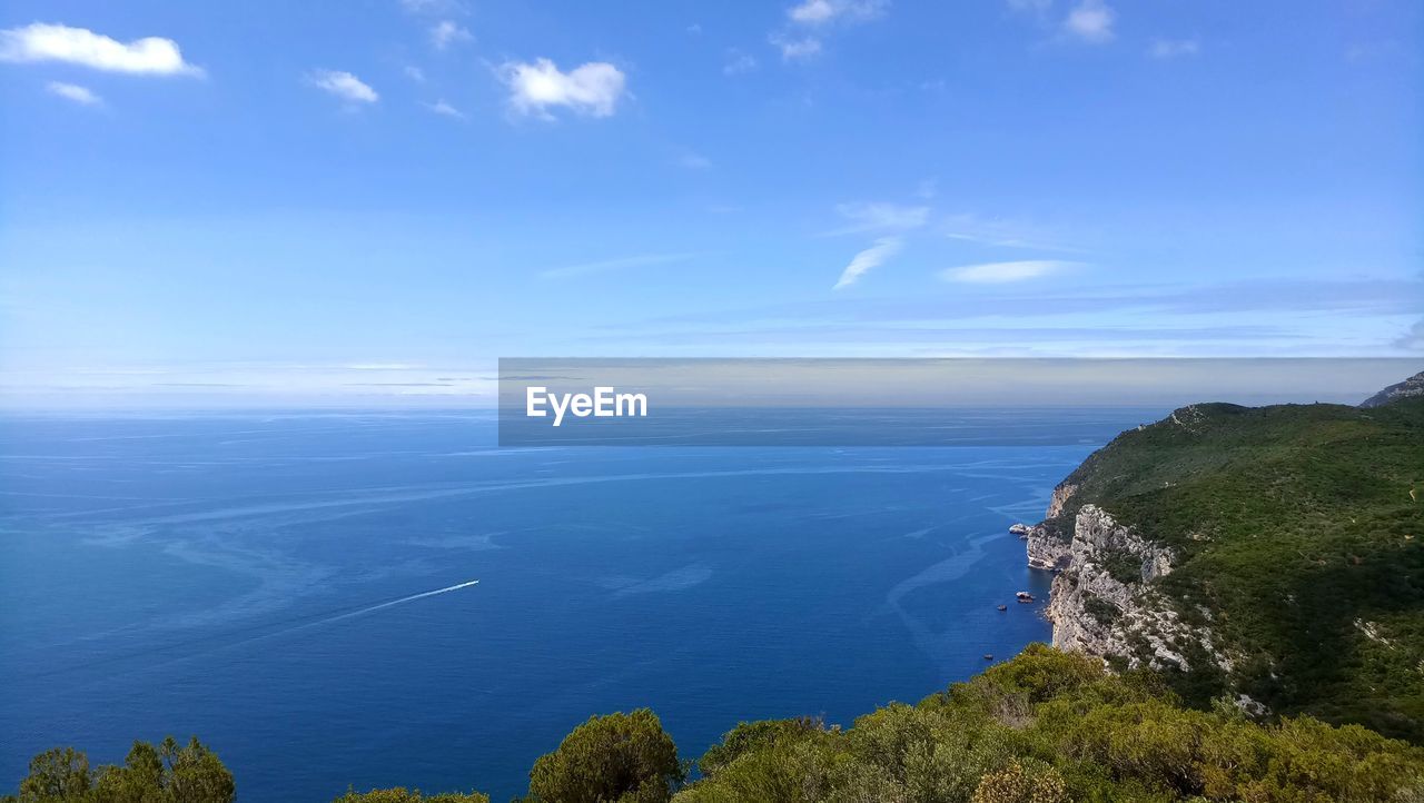 High angle view of sea against sky