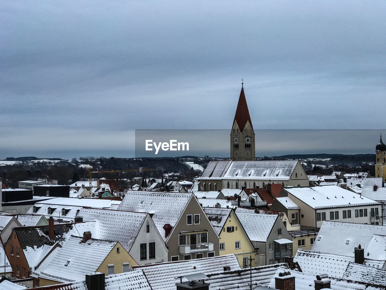 View of city against sky during winter