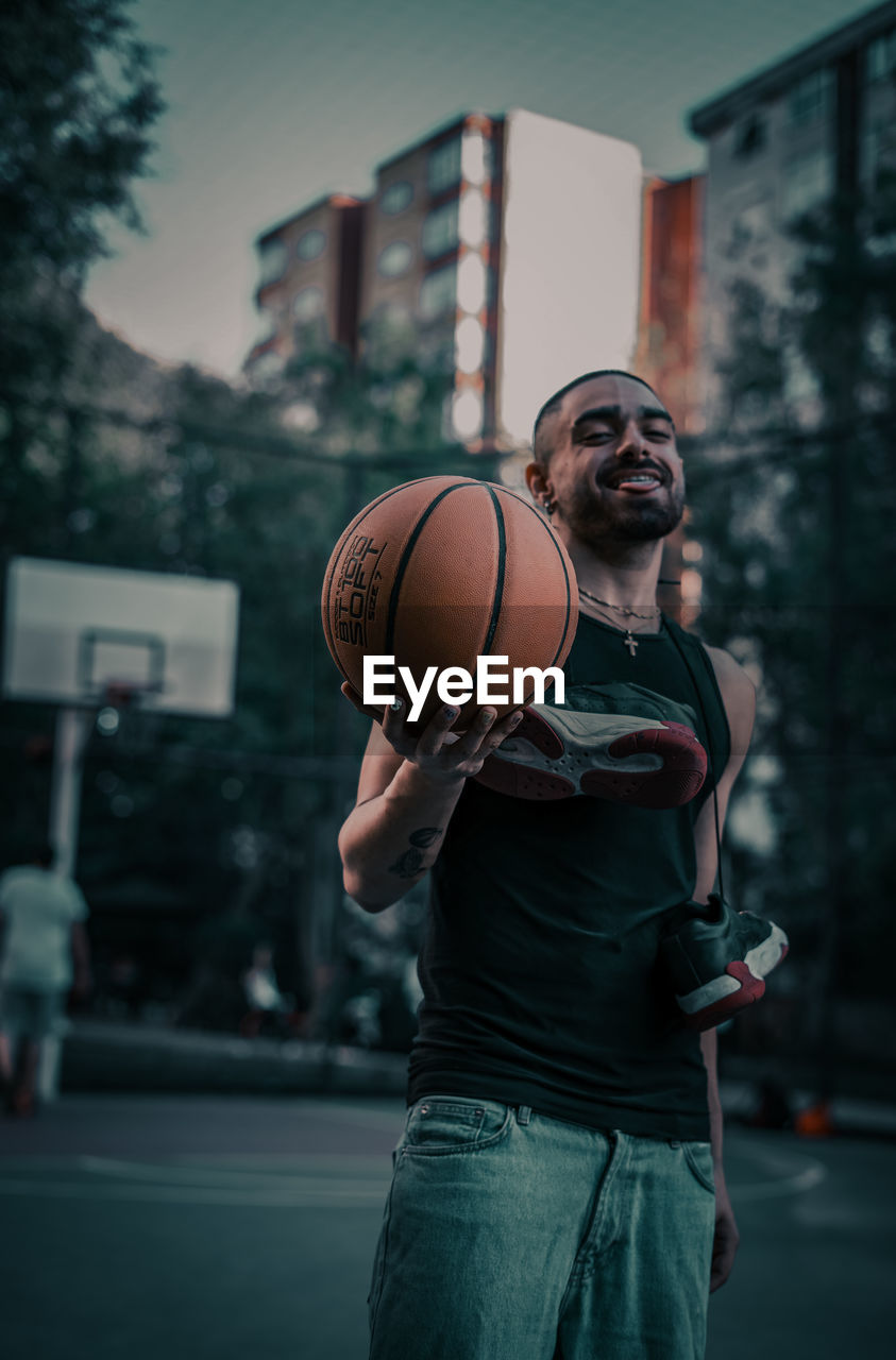 Man playing basketball