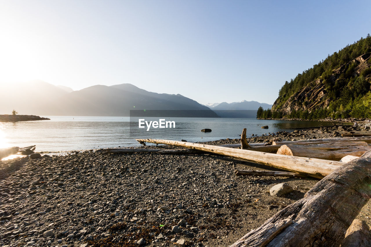 Scenic view of sea against clear sky