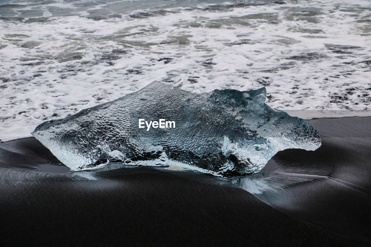 Ice on shore at beach