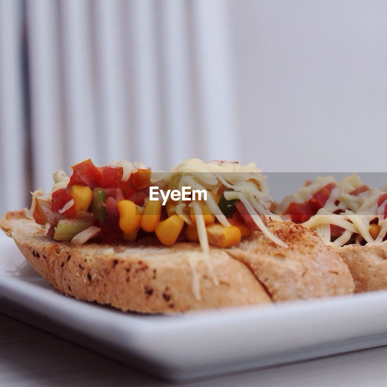 Close-up of served sandwich on table