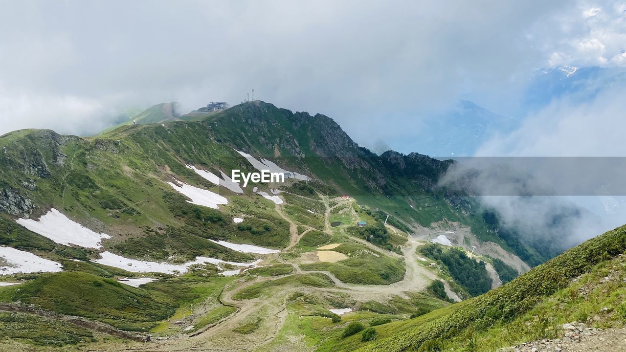 Scenic view of mountains against sky