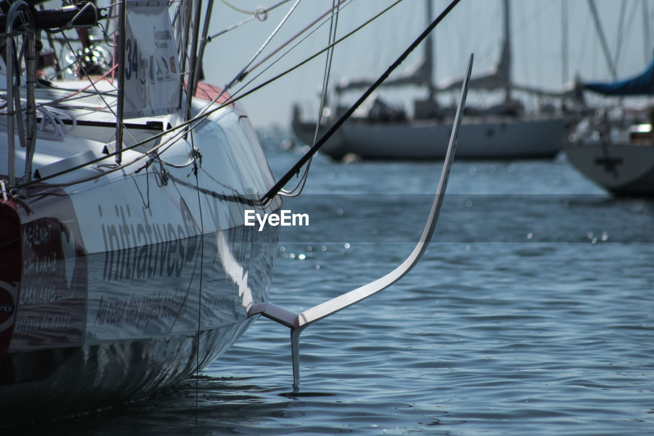 CLOSE-UP OF SAILBOAT ON SEA