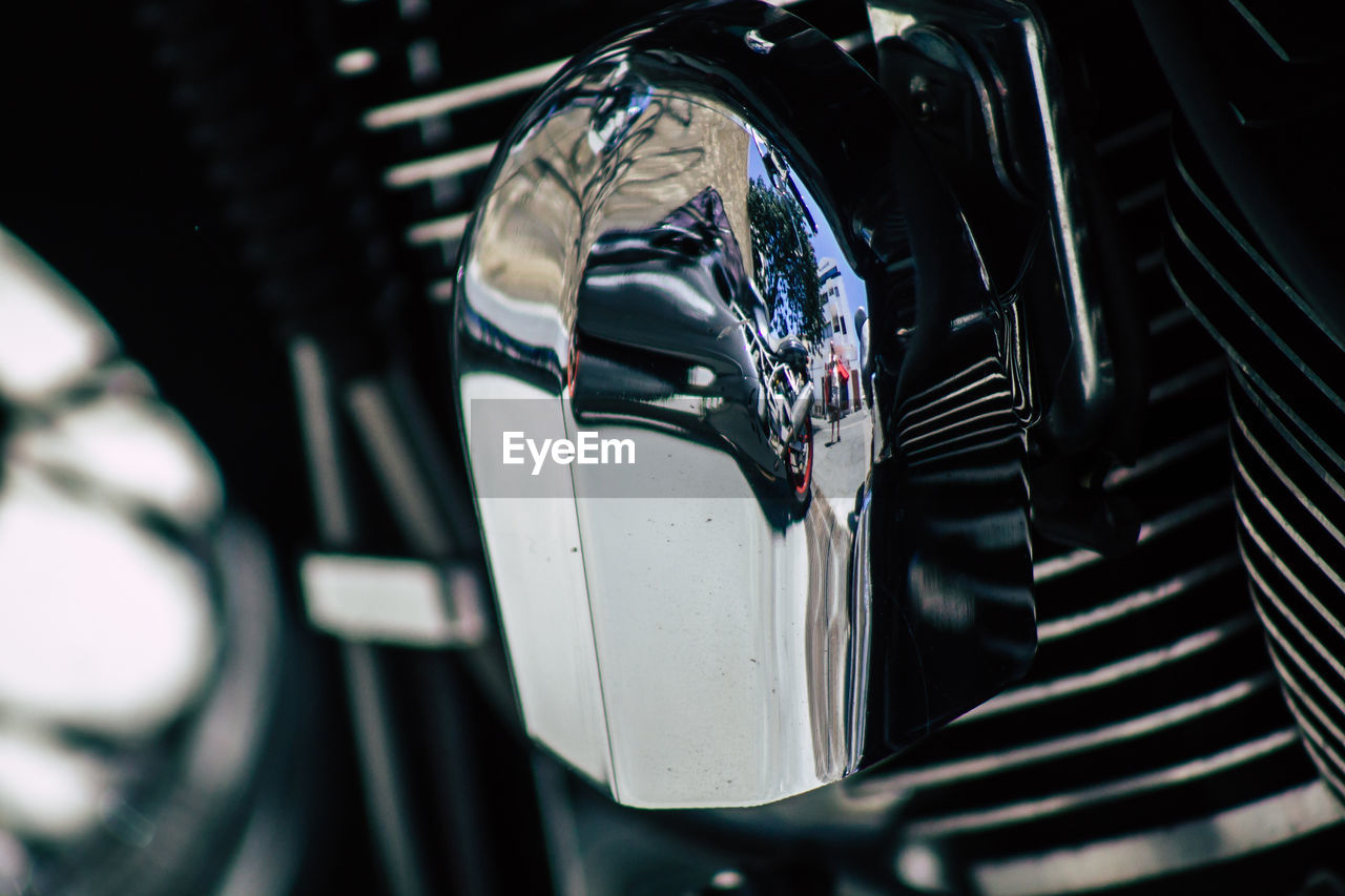 Close-up of motorcycle engine