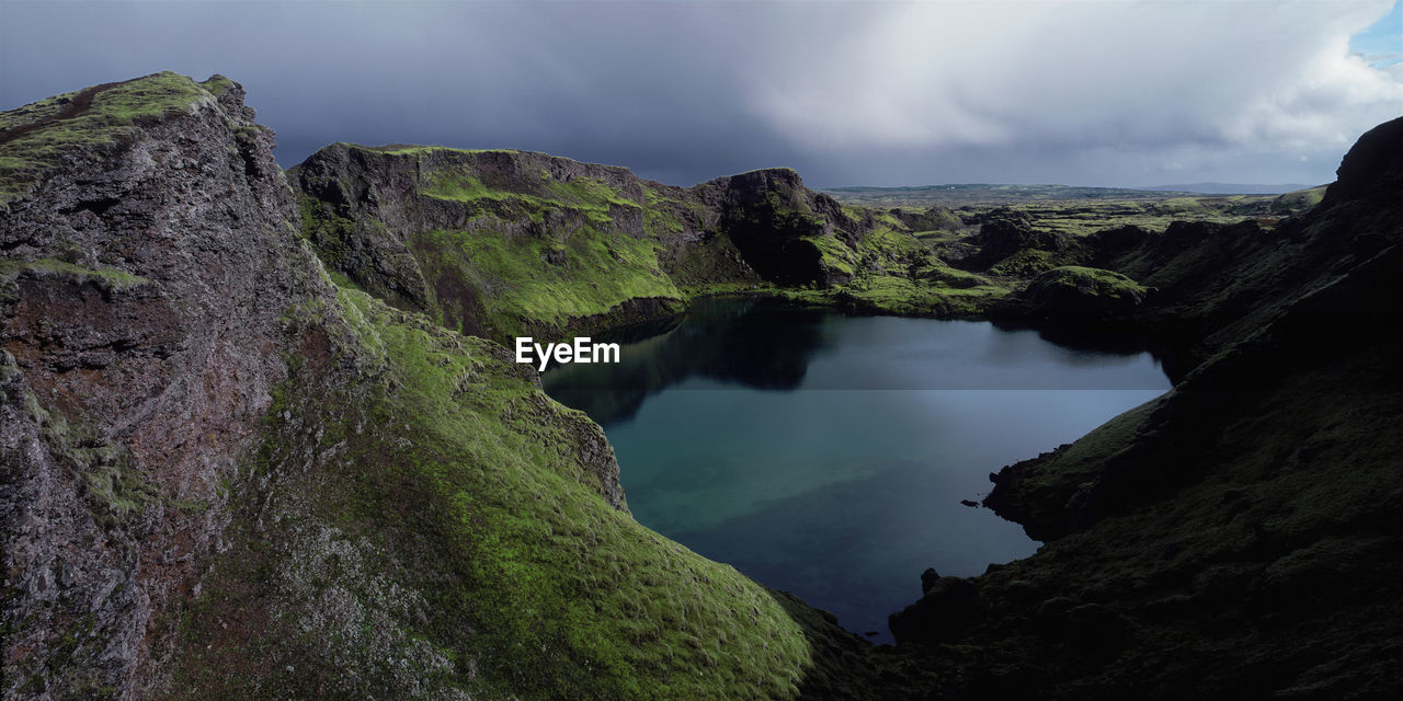 The crater of the dormant volcano lakagígar in central iceland