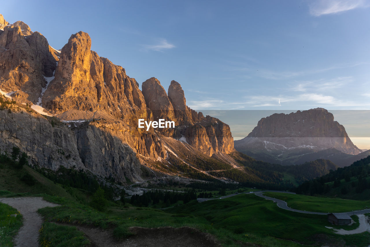 Scenic view of rocky mountains against sky
