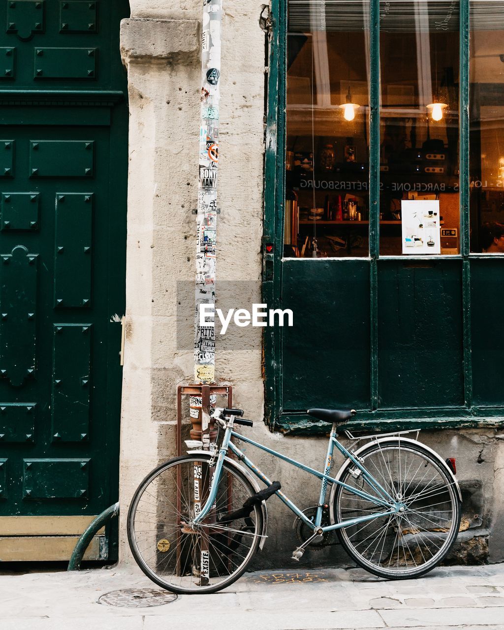Bicycle parked outside building