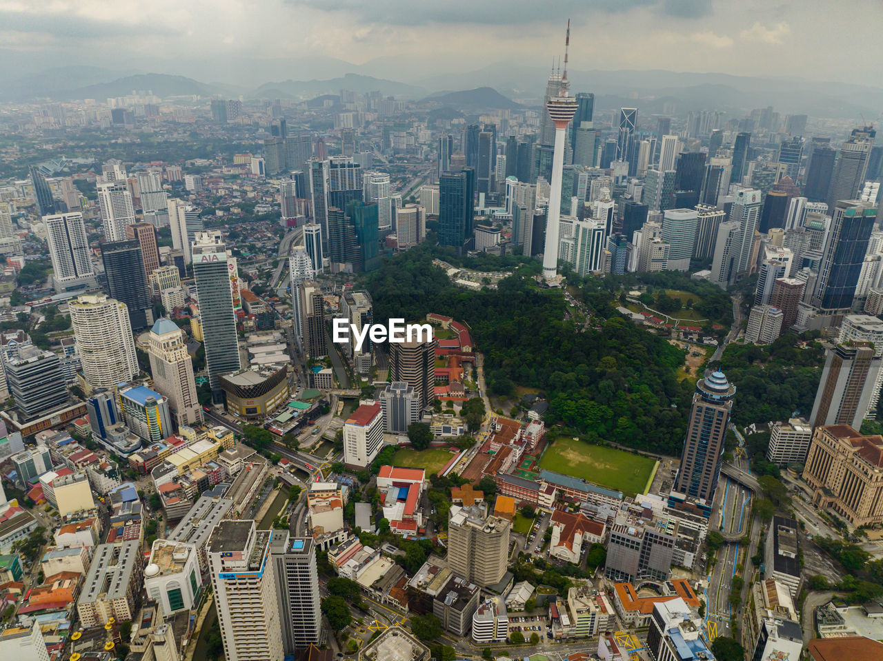 high angle view of cityscape against sky