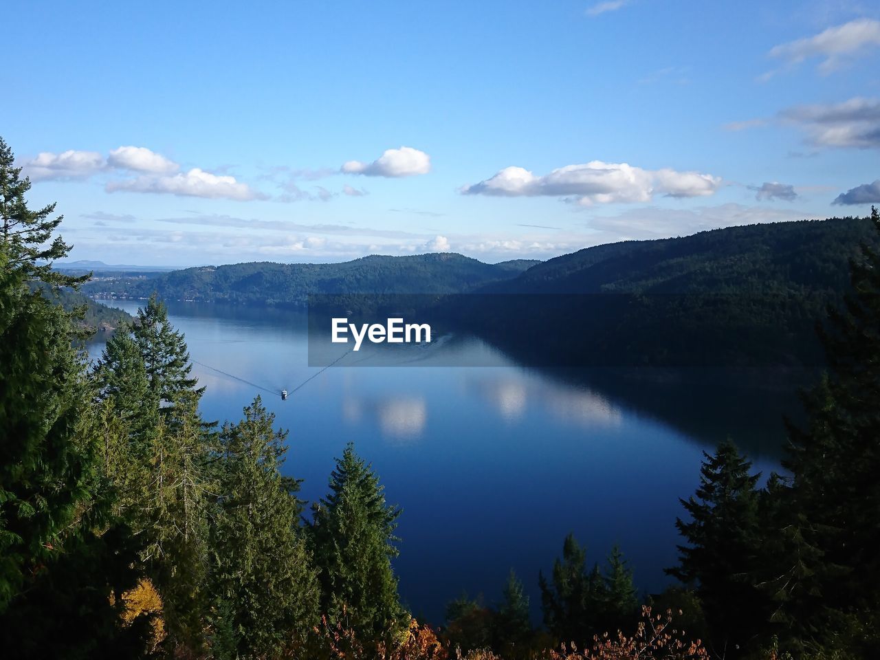 High angle view of lake against sky