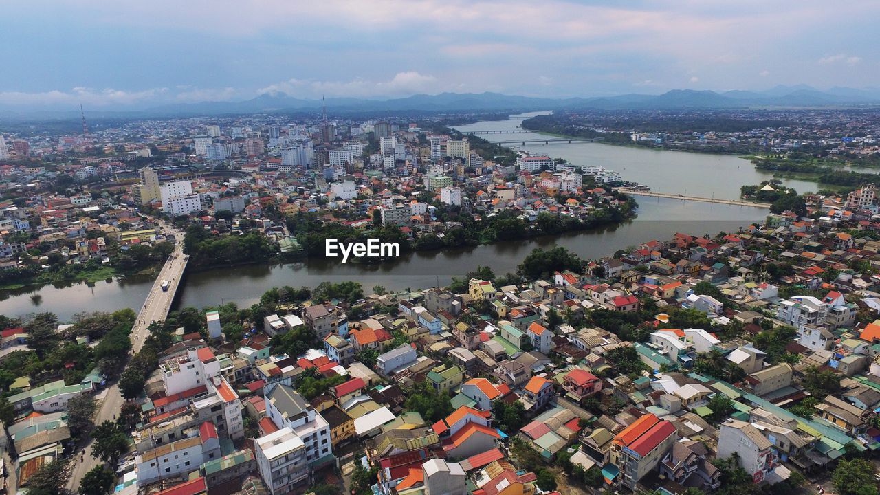 High angle view of city