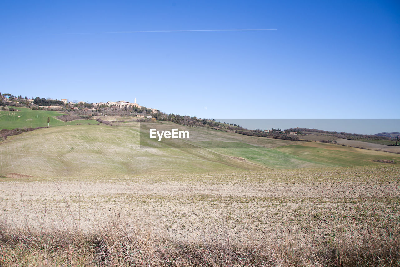 SCENIC VIEW OF LANDSCAPE AGAINST CLEAR BLUE SKY