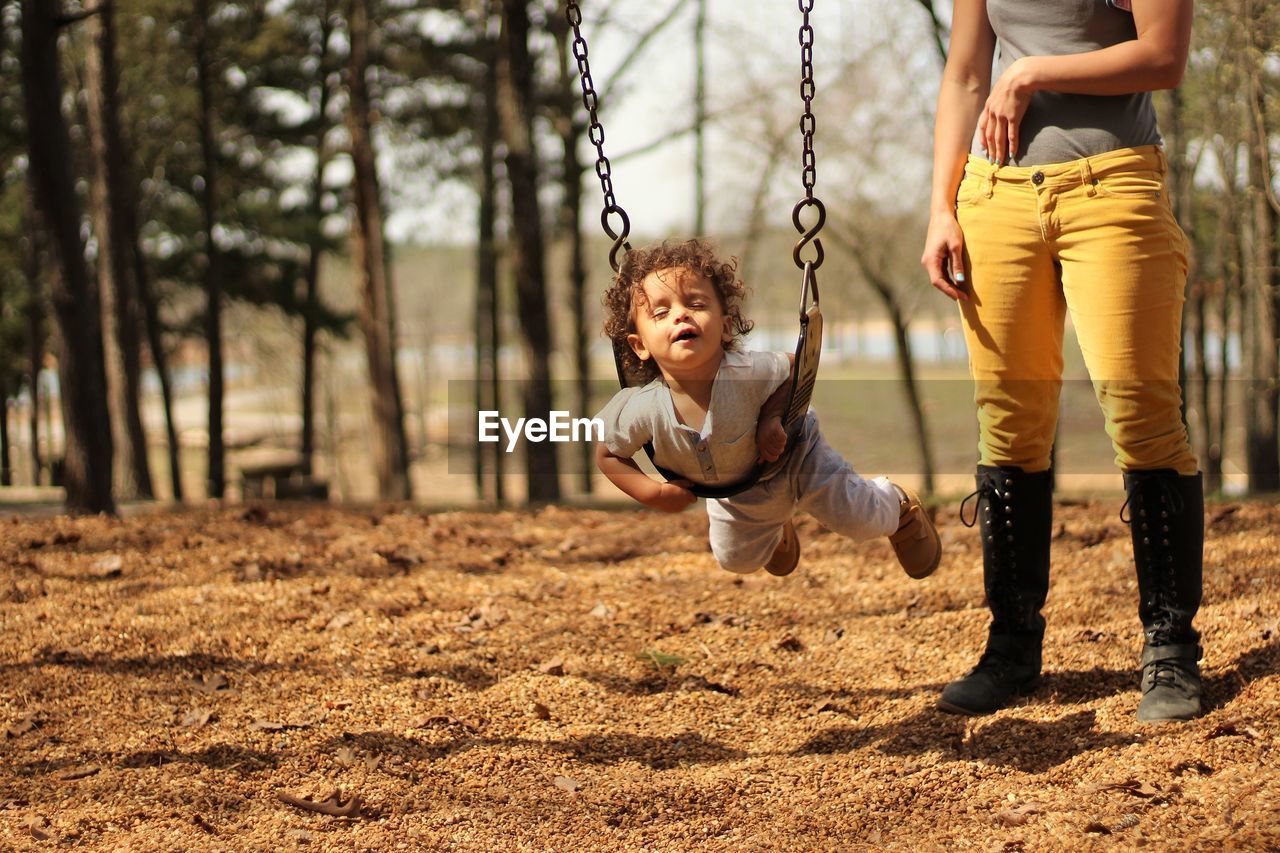 Happy boy on swing