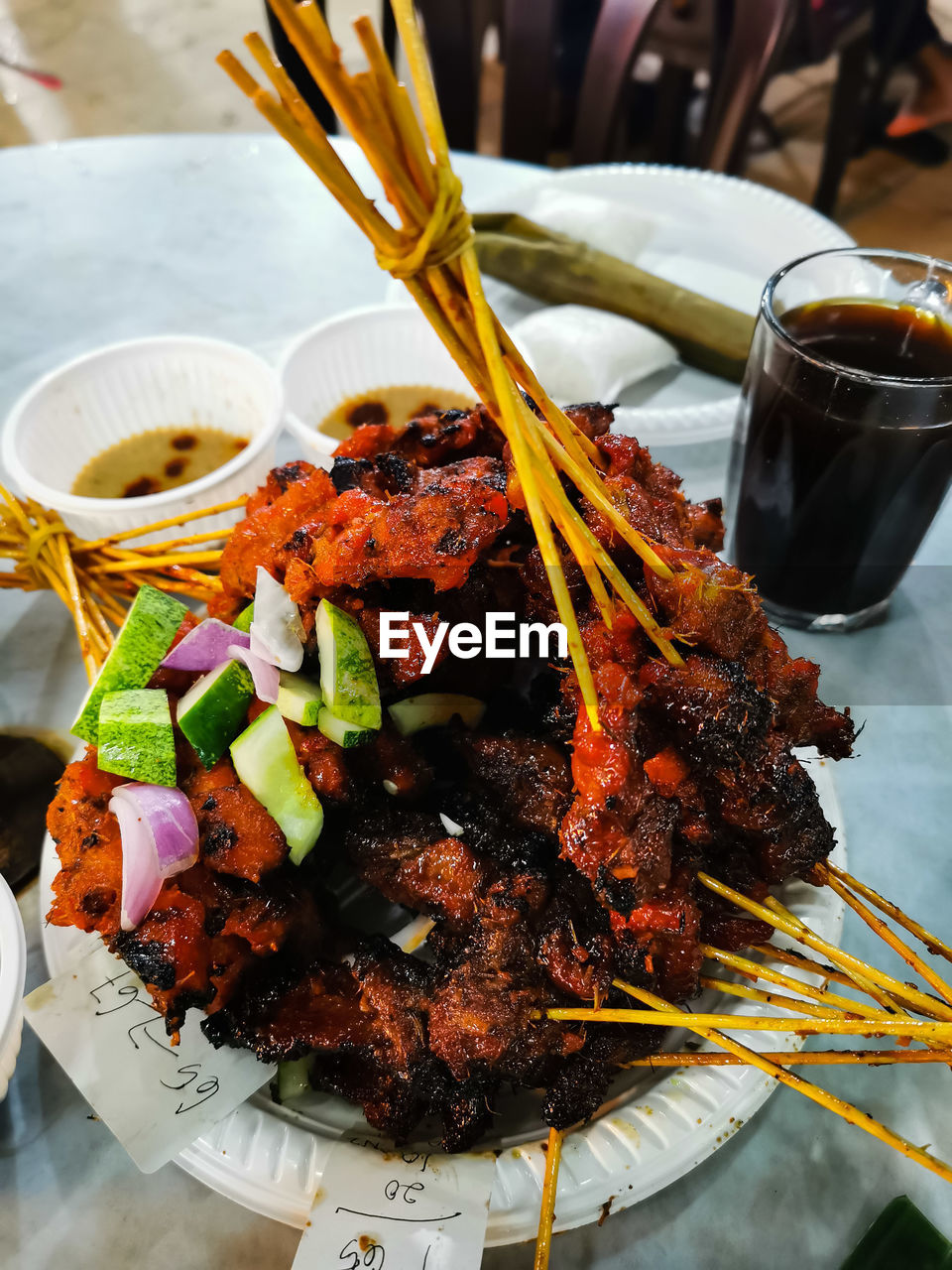 High angle view of food on table