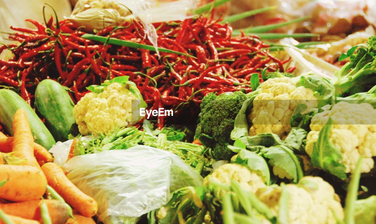 Close-up of fresh vegetables in market