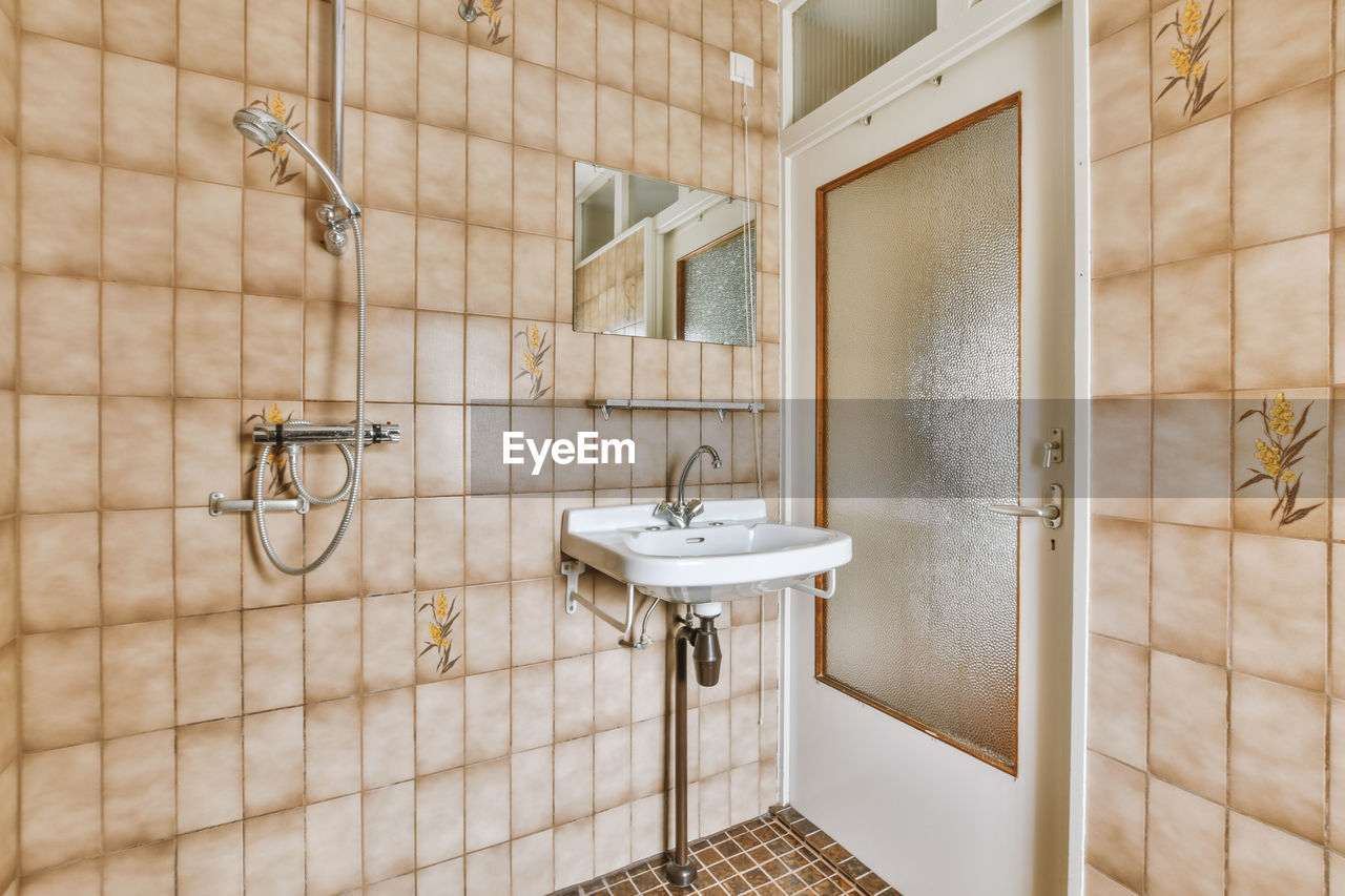 high angle view of sink in bathroom