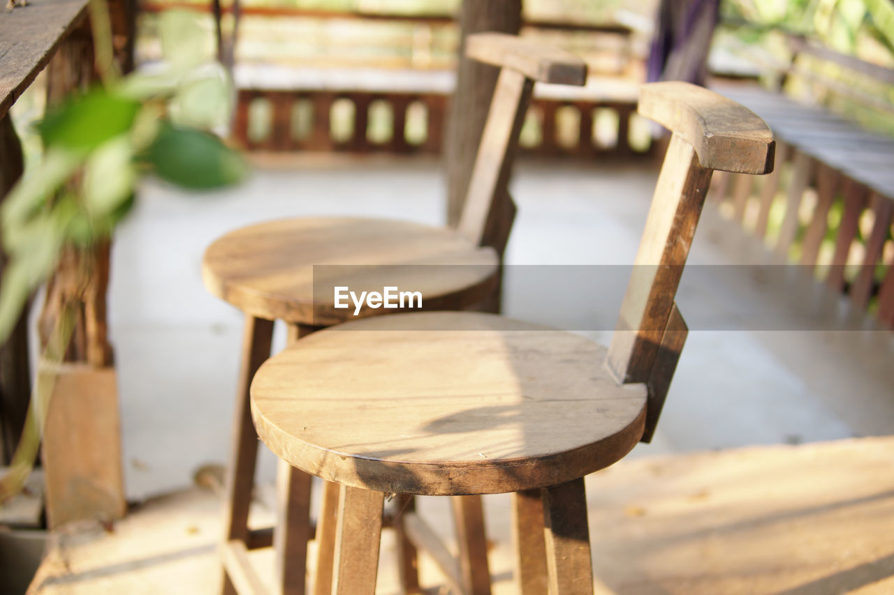 Wooden chair on balcony terrace patio for resting