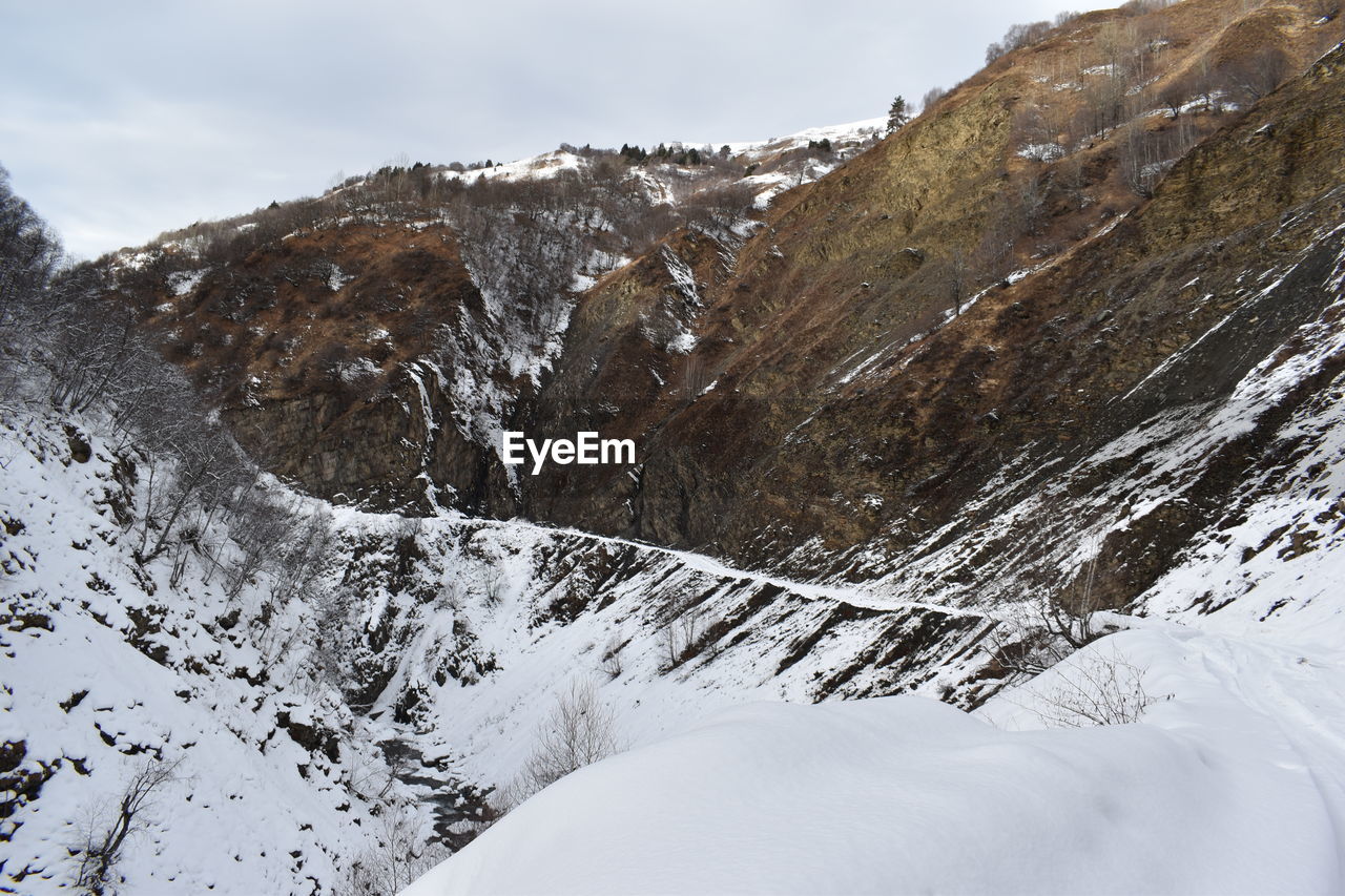 Winter in ushguli in the caucasus mountains in samegrelo-zemo svaneti region, georgia
