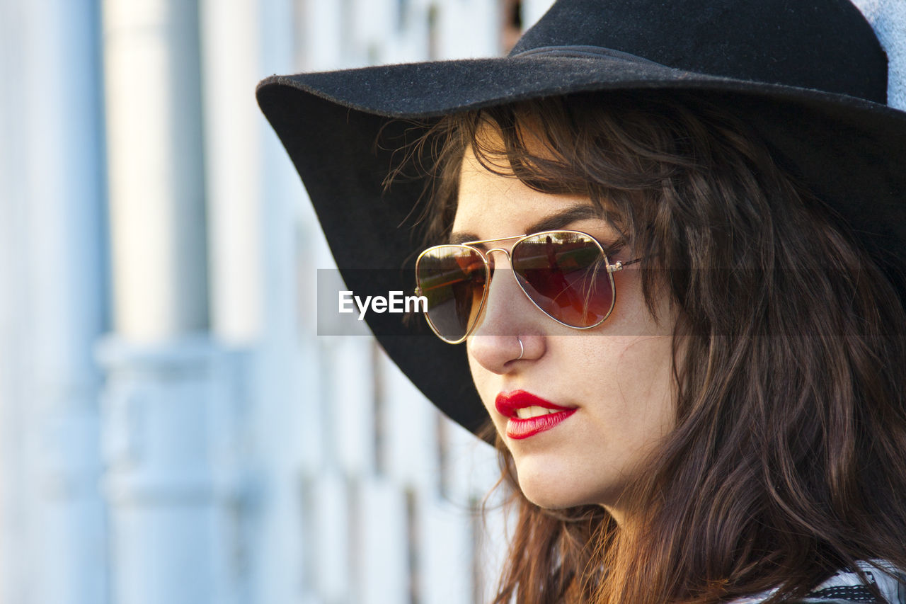 Portrait of woman with fashionable hat